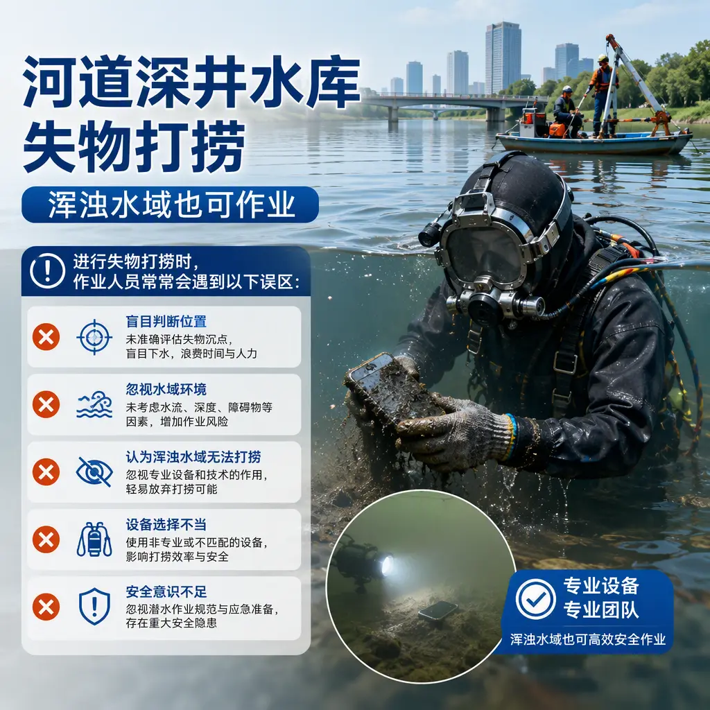 河道深井水库失物打捞,浑浊水域也可作业漯河